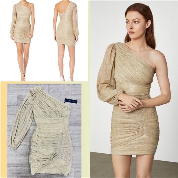 BCBGMAXAZRIA One-Shoulder Bubble Sleeve Dress